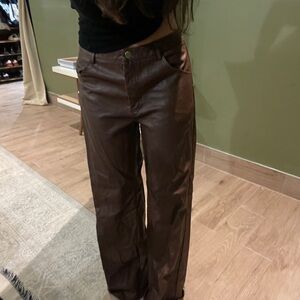Women's Chocolate Brown Leather Pants